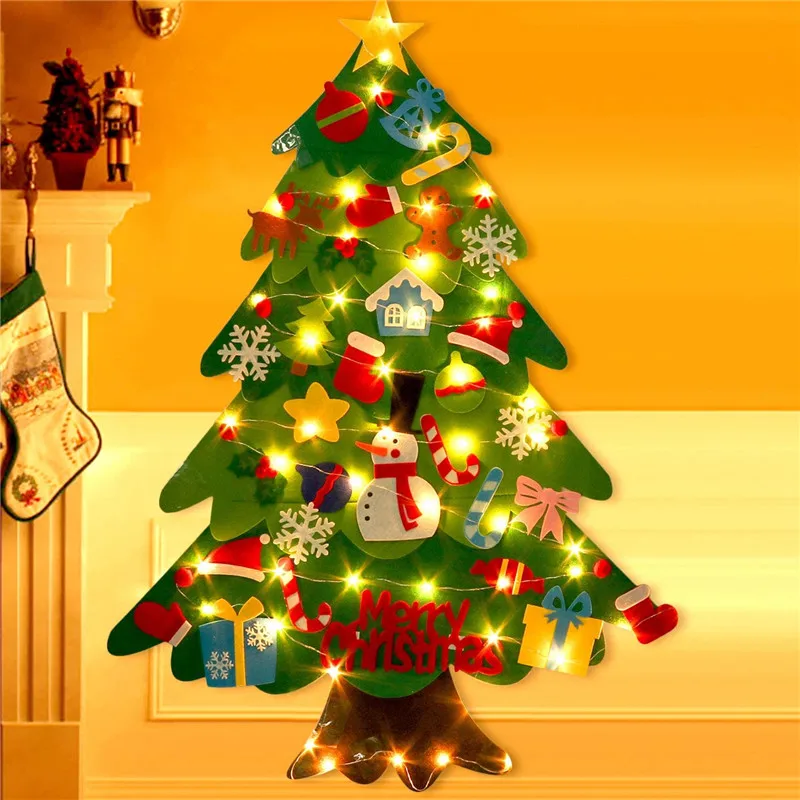 

Фетровая Рождественская елка «сделай сам», семейное Рождественское украшение, рождественские подарки, новогодняя елка с Санта Клаусом