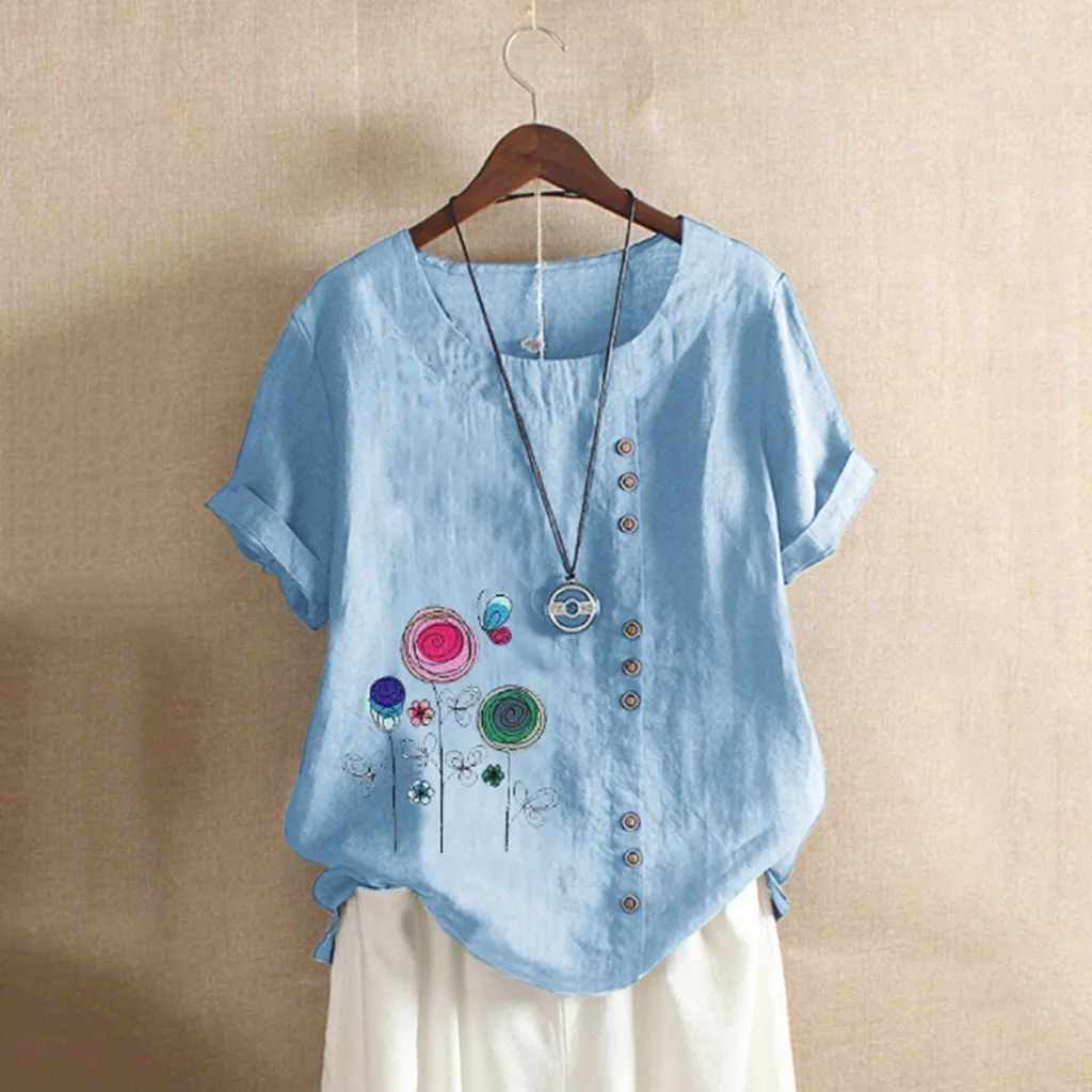 Женская Повседневная Туника свободного кроя размера плюс с круглым вырезом и