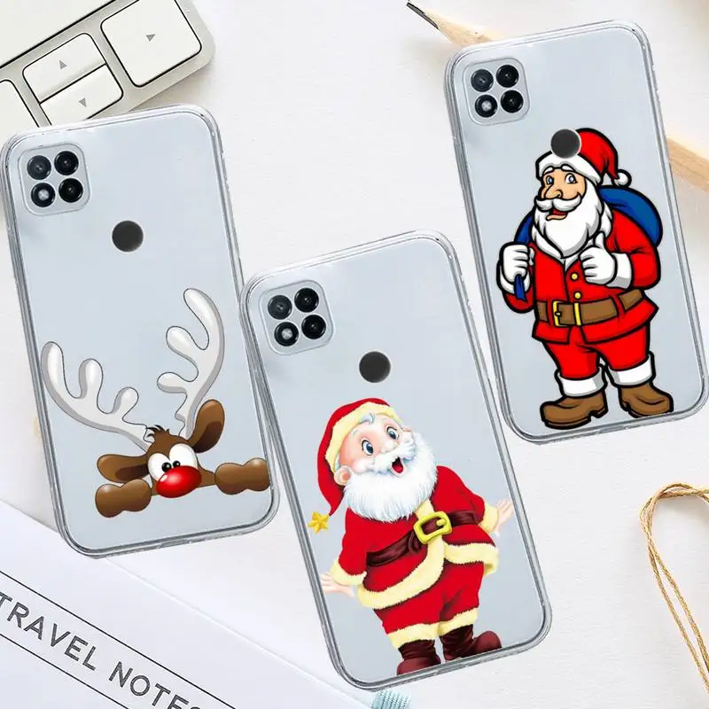 

Elk Santa Claus Merry Christmas Phone Case Transparent for Xiaomi redmi note 8 9 10 11 t lite pro ultra mix 4 k40