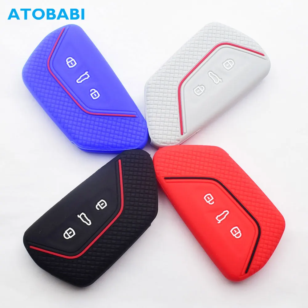 

ATOBABI Silicone Car Key Case For VW Volkswagen Golf 8 MK8 2020 Skoda Octavia A8 2021 SEAT Lean MK4 Remote Control Protect Cover