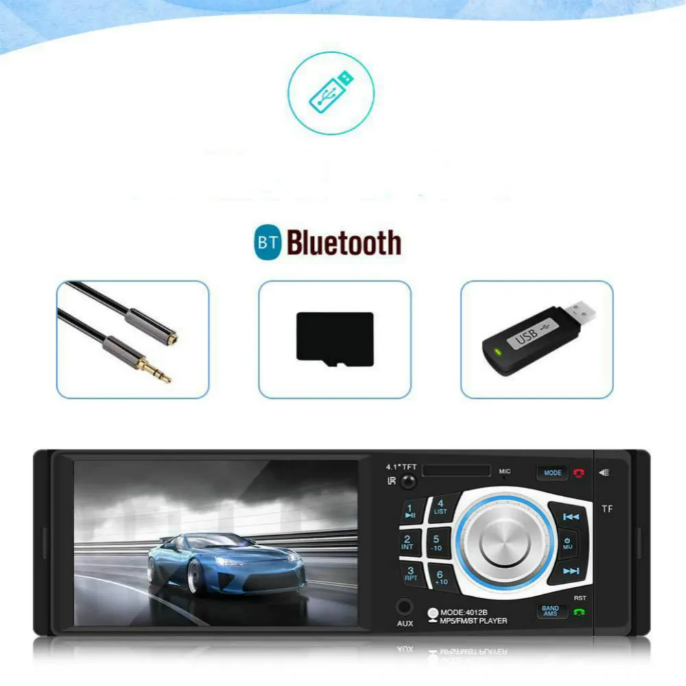 4012B 1 Din стерео Receivercar радио MP5 MP4 MP3 мультимедийный плеер U диск Bluetooth телефон