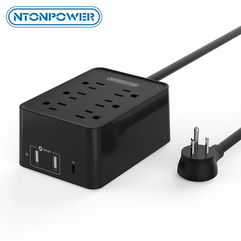 NTON POWER US Power Strip 66 Вт (PD Charger 45 + USB 21 Вт) Настольная зарядная станция с 6 футами длинный