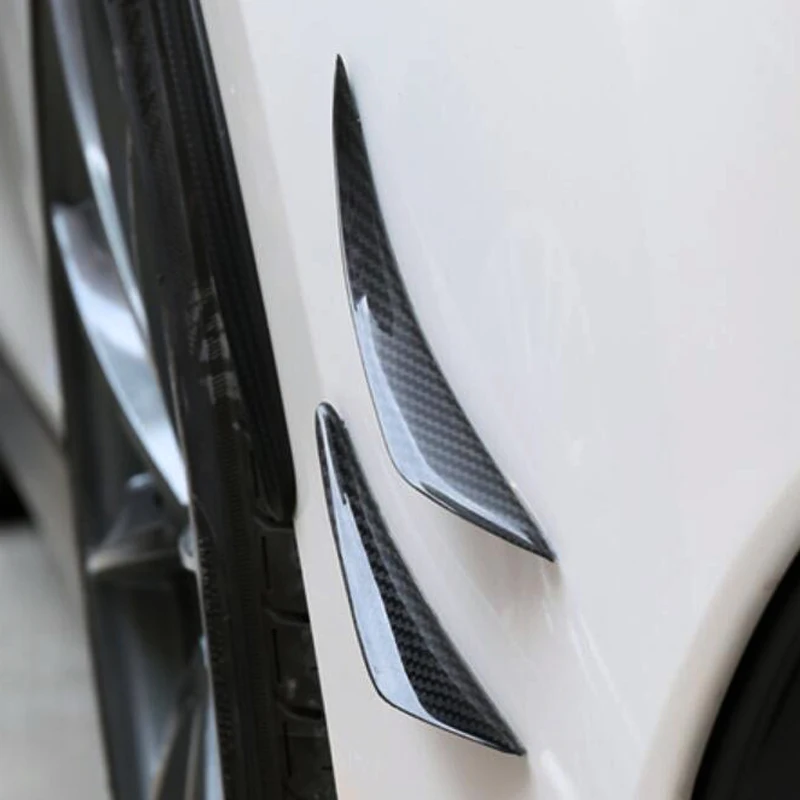 

Real Carbon Fiber Racing Fender Air Intake Flow Vents Trims 2PCS/Set Front Bumper Air Outlet Vent Exterior Universal Car Model