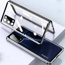 Double sided glass Magnetic case for realme X7 Pro 5G Alumium metal 360 degree Full Case Protect the lens