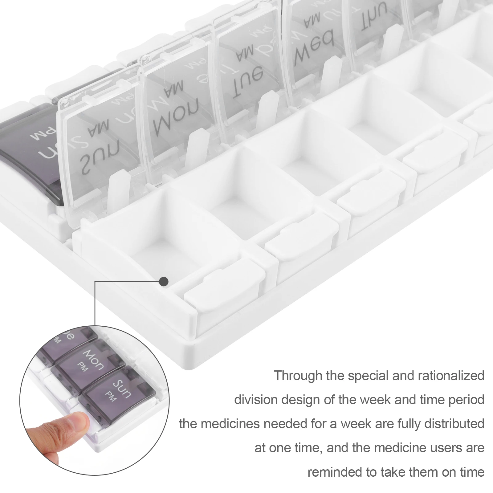 

1Pc Weekly Pill Organizer 14 Grids Daily Pill Case Push-type Medicine Box