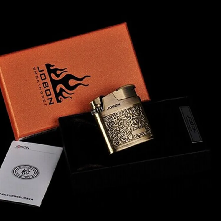 Старая модная надувная Бутановая Зажигалка из нержавеющей стали резьба