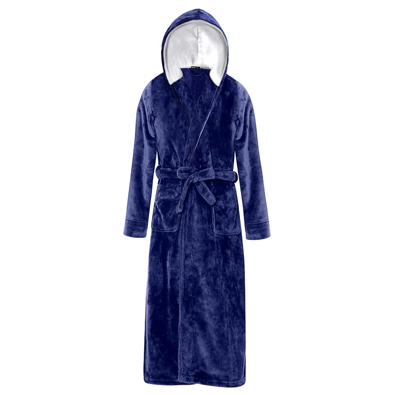 Новинка мужской зимний удлиненный плотный фланелевый теплый банный халат с