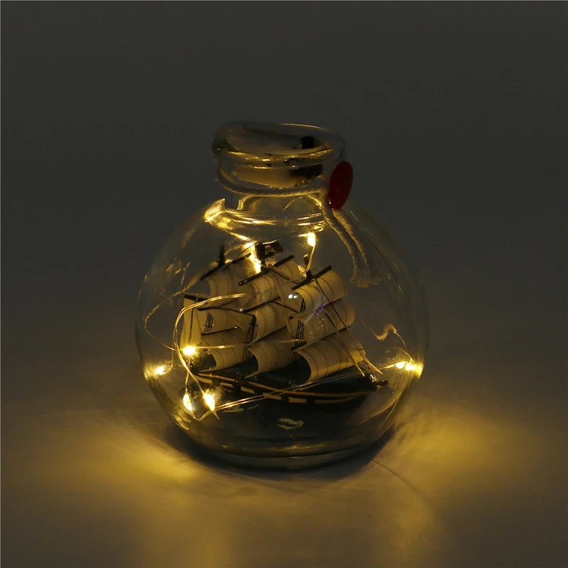 Плавающая бутылка LUCKK модель парусника корабль в бутылке желтый Ночной