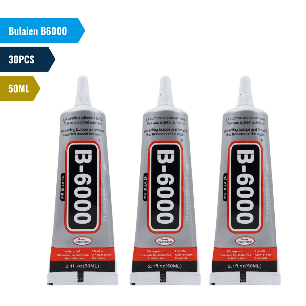 30PCS Bulaien B6000 50ML Clear Contact Phone Repair Adhesive Multipurpose DIY Glue With Precision Applicator Tip