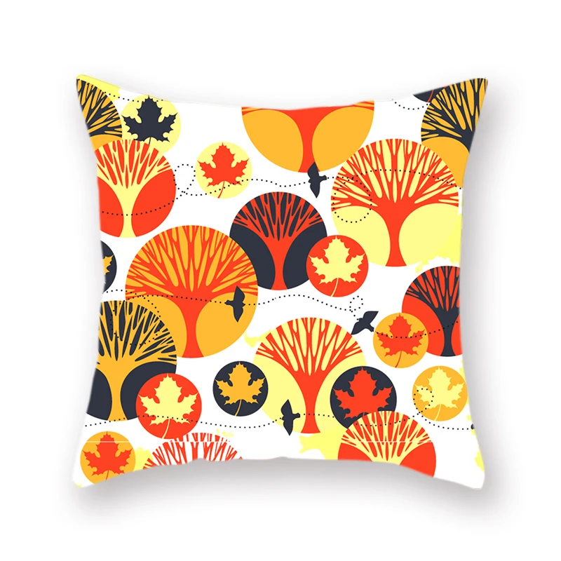 Осенний кленовый лист узор двухсторонняя наволочка с рисунком из полиэфира