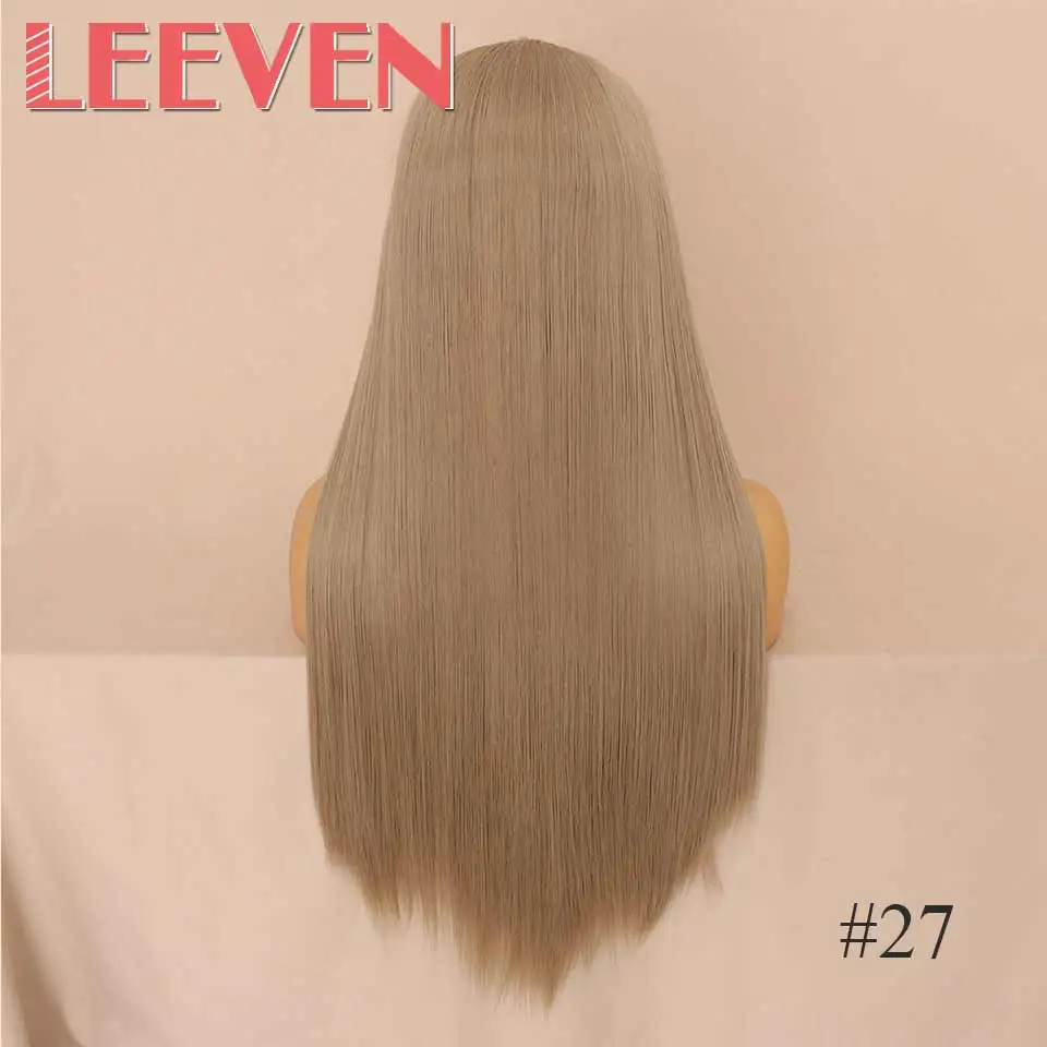 Leeven, 14 дюймов, короткий Боб, кружевные передние парики, розовый, 613 блонд, черные парики, синтетические, шелковистые, прямые волосы, парик для женщин - Цвет: #27