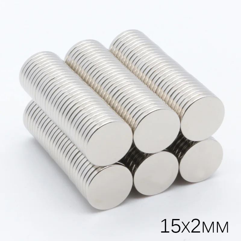 

100Pcs 15x2mm Super Strong powerful Long Round Cylinder Magnets Rare Earth Neodymium 15mm x 2mm N35 ndfeb permanent imanes