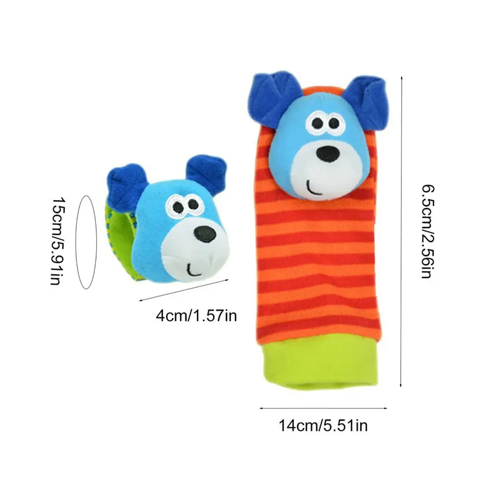 

2pcs/set Wrist Strap Rattles Animal Socks Toy New A Pair Baby Infant Soft Handbells Hand Foot Developmental Toys 0-12Months