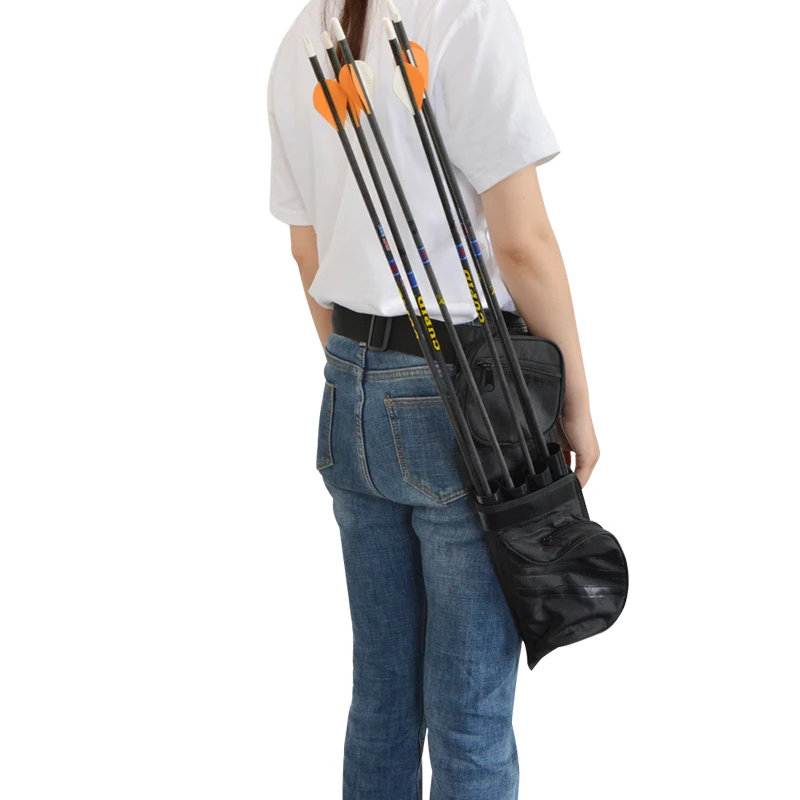 

1pc Archery Arrow Quiver Waist Carry Back Backpack Shoulder Bag Nylon Fiber With Plastic 4 Tube for Shooting Hunting Accessories