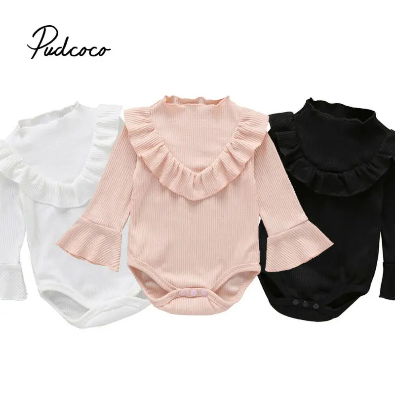 Комбинезон для новорожденных девочек и мальчиков с длинным рукавом оборками