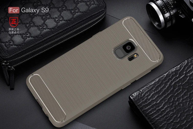 Для samsung Galaxy S9 S 9 Plus чехол из углеродного волокна чехол Полная защита чехол для телефона для samsung S9+ чехол противоударный бампер оболочка - Цвет: Серый