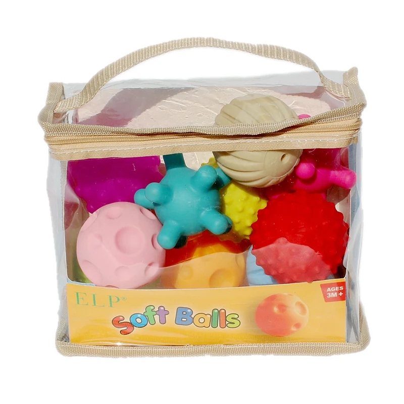 

10pcs/set Baby Grasp Toy Building Blocks 3D Touch Hand Soft Balls Baby Massage Rubber Teethers Squeeze Toy Bath Ball Toys