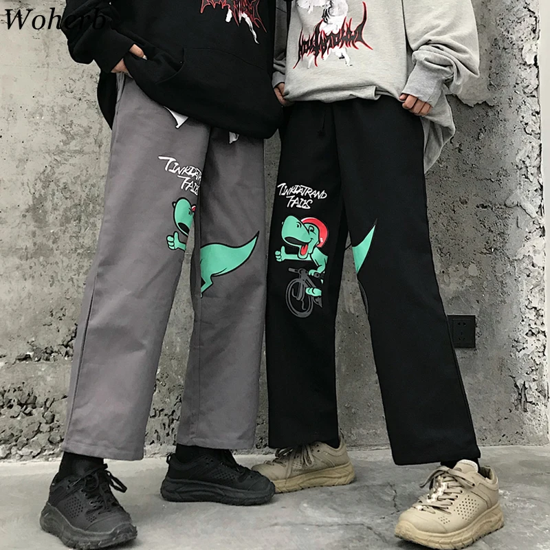 Woherb/корейские широкие брюки для женщин модная уличная одежда забавные с принтом