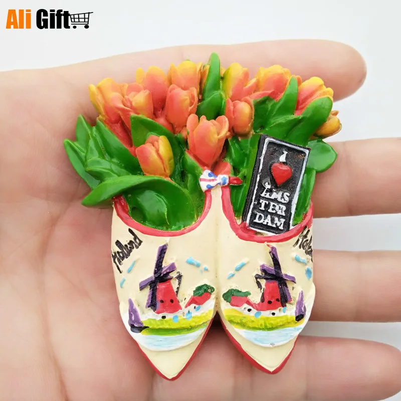 Мир Туризм Амстердам Нидерланды тюльпаны ветряная мельница Смола 3D холодильник