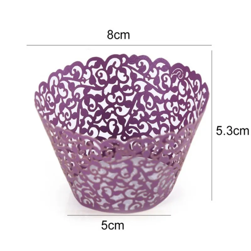 Стаканчики для капкейков 12 шт. розовый лоза кружева белый нарезанная бумага