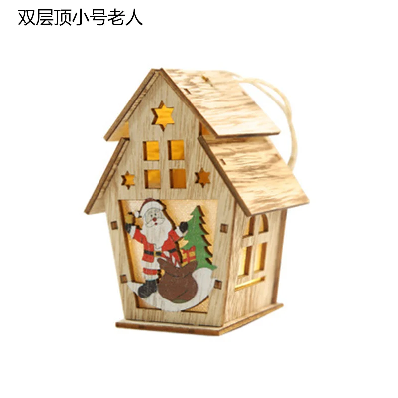 Double Santa S Красочный светодиодный декоративный светильник s Новогодняя Рождественская елка Подвесные Украшения Снеговик светильник Санта Клаус вечерние принадлежности, домашний декор - Цвет: Double Santa S
