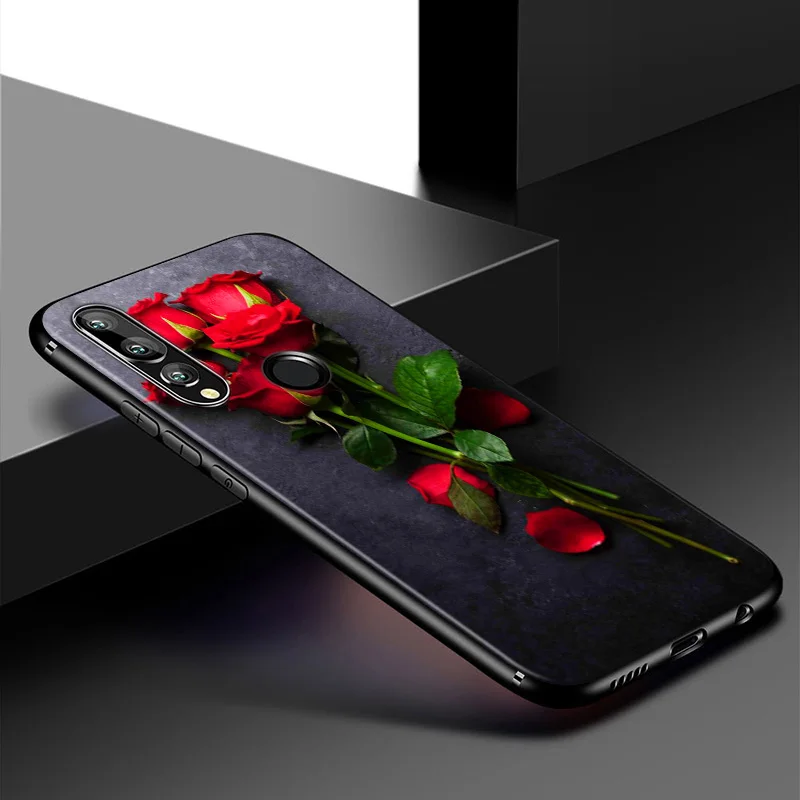 Яркий черный чехол с красивыми красными розами для Huawei P Smart Z S Plus 2020 2019 Nova 5T 5i 5 4e 4 3i
