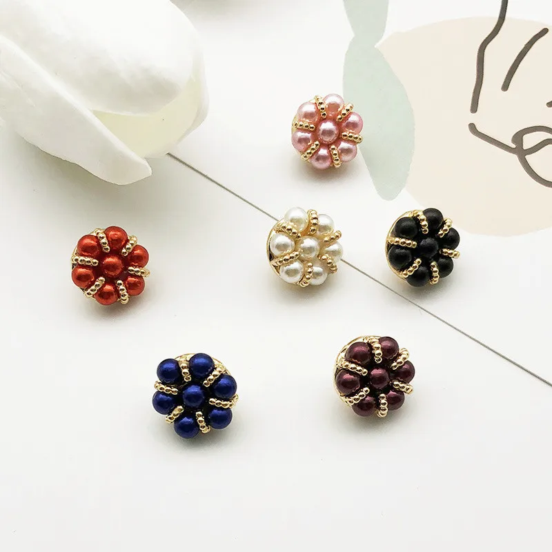 

10Pcs Crown Style Pearl Metal Buttons DIY Apparel Sewing Coat High-grade Clasp Ladies Shirts Decorative Buckles Accessories