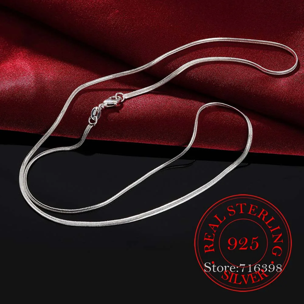 

New Arrival 2MM 16inch-30inch Flat Snake Chain Necklaces Fine Men Jewelry 925 Sterling Silver Men Necklace Colar for Women