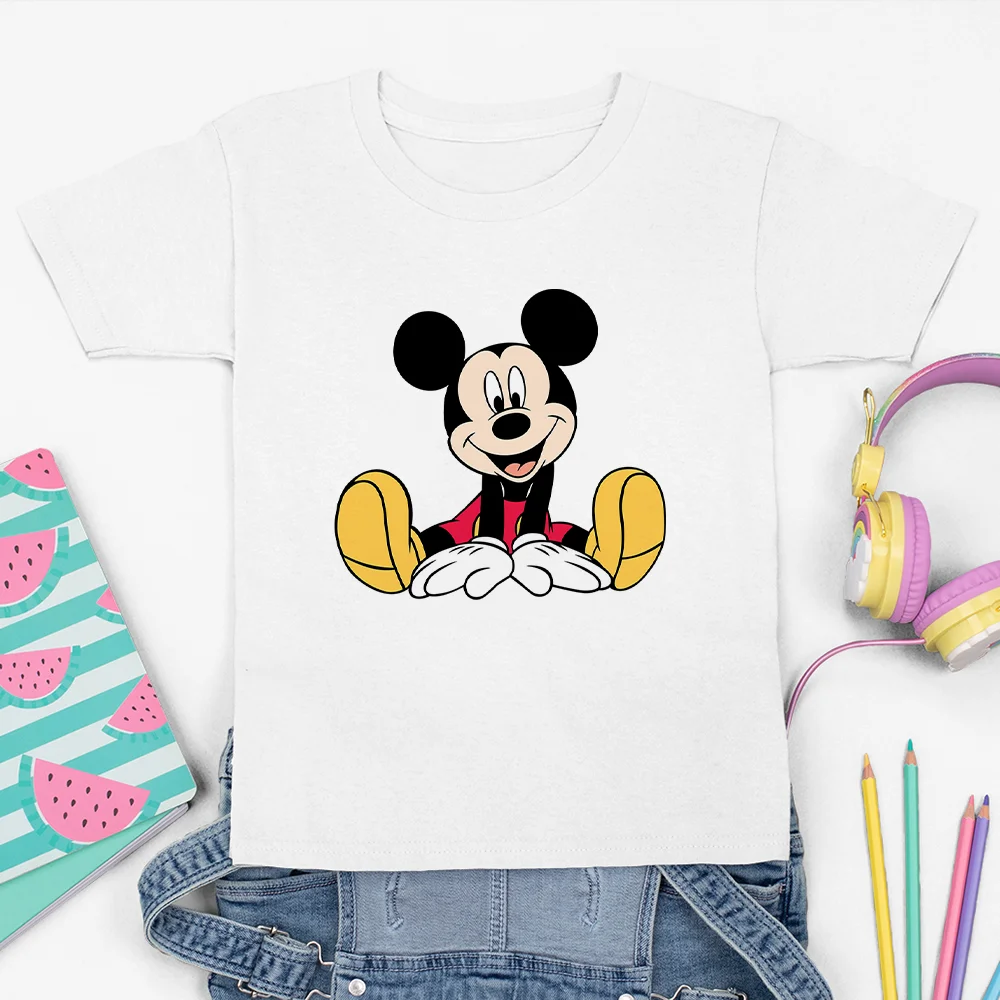 Kids Boys T-shirts Baby Cute Mickey Mouse Tops Children Short Sleeve Streetwear 3 to 12 Years Harajuku Boy Girl T Shirts Disney