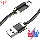 Type-C USB кабель для huawei samsung S10 S9 S8 A50 Xiaomi Redmi Note 7 Быстрая зарядка мобильного телефона USB-C зарядное устройство 2.4A type C кабель