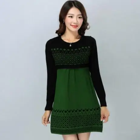 Женское осенне-зимнее платье 2020 хлопок трикотажное размера плюс с длинным