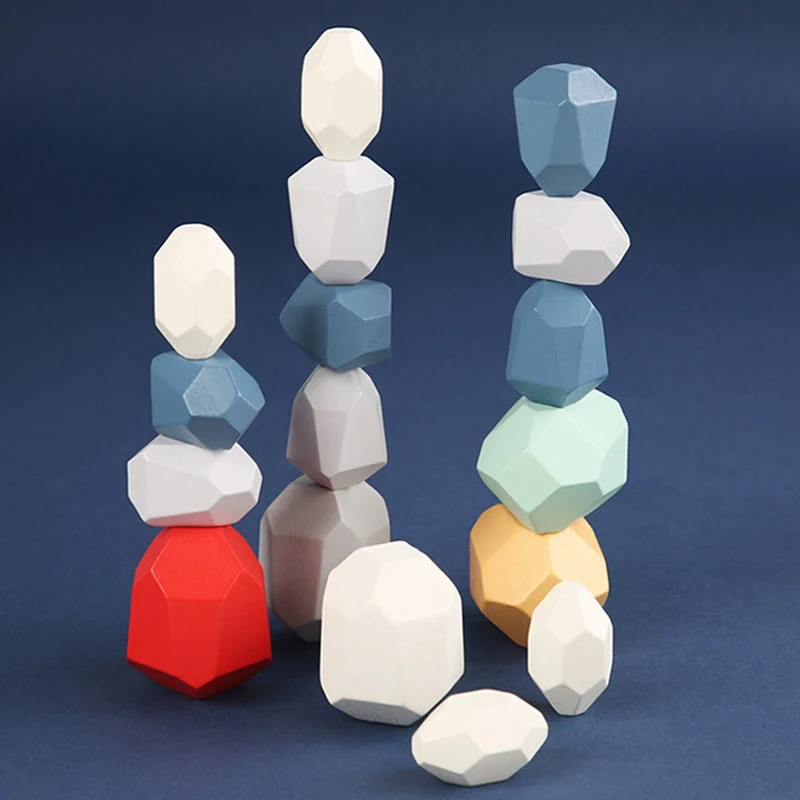 

Wooden Children's Enlightenment Colorful Stone Stacked Stone Puzzle Teaching Aids Nordic Style Balance Game For Boys Girls