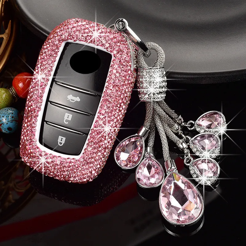 

Fashion Crystal Shiny Rinestones Car Ornament Gift For For TOYOTA Corolla Crown Camry Highlander Avalon Car Key Protective Case
