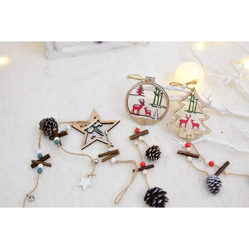 Рождественская елка звезда круглый полый кулон Висячие украшения сосновый конус