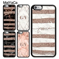personalised rose gold marble name initials case for iphone 13 pro max 12 mini 11 pro max x xr xs max se 2020 6s 7 8 plus cover