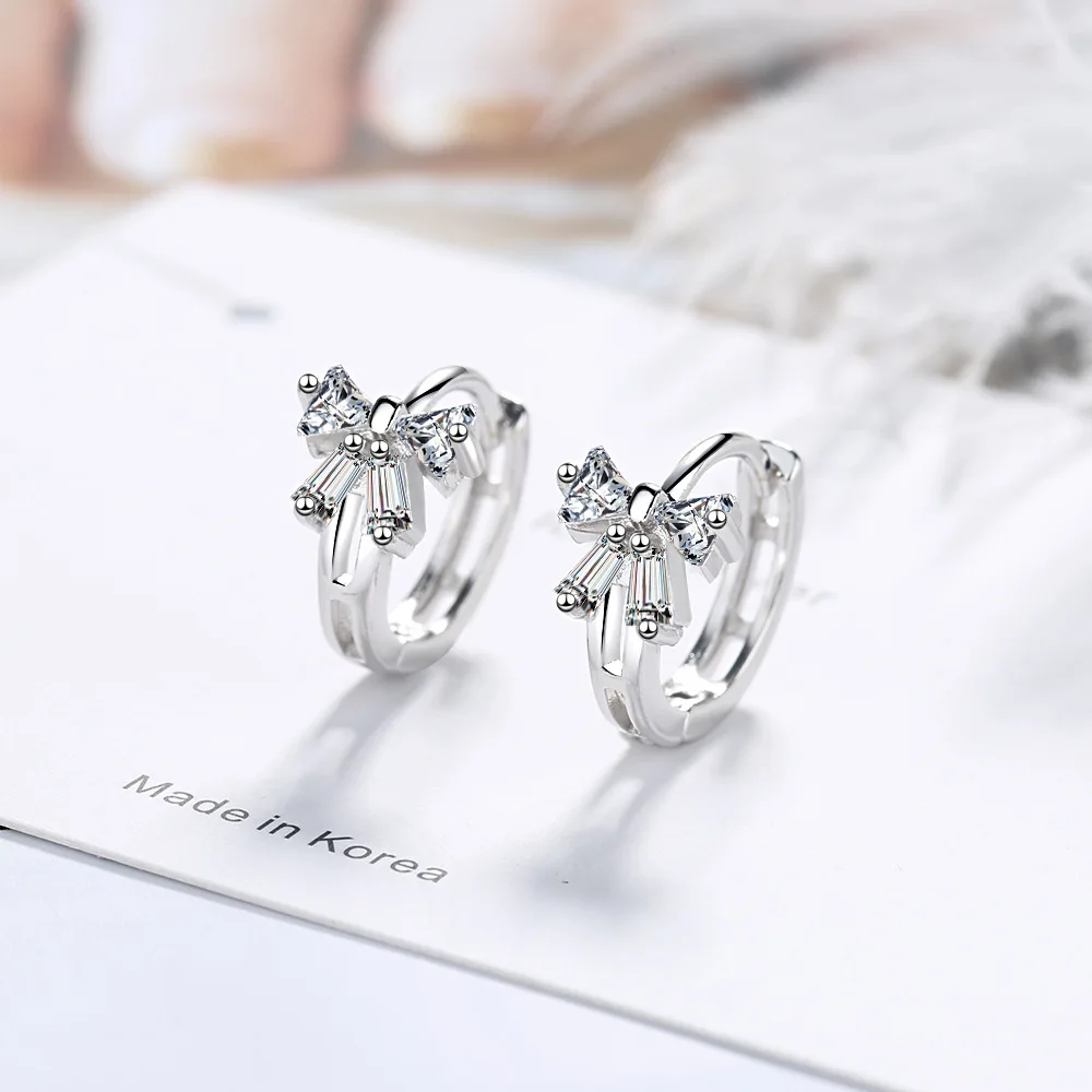 Женские блестящие серьги гвоздики из стерлингового серебра 925 пробы с микро