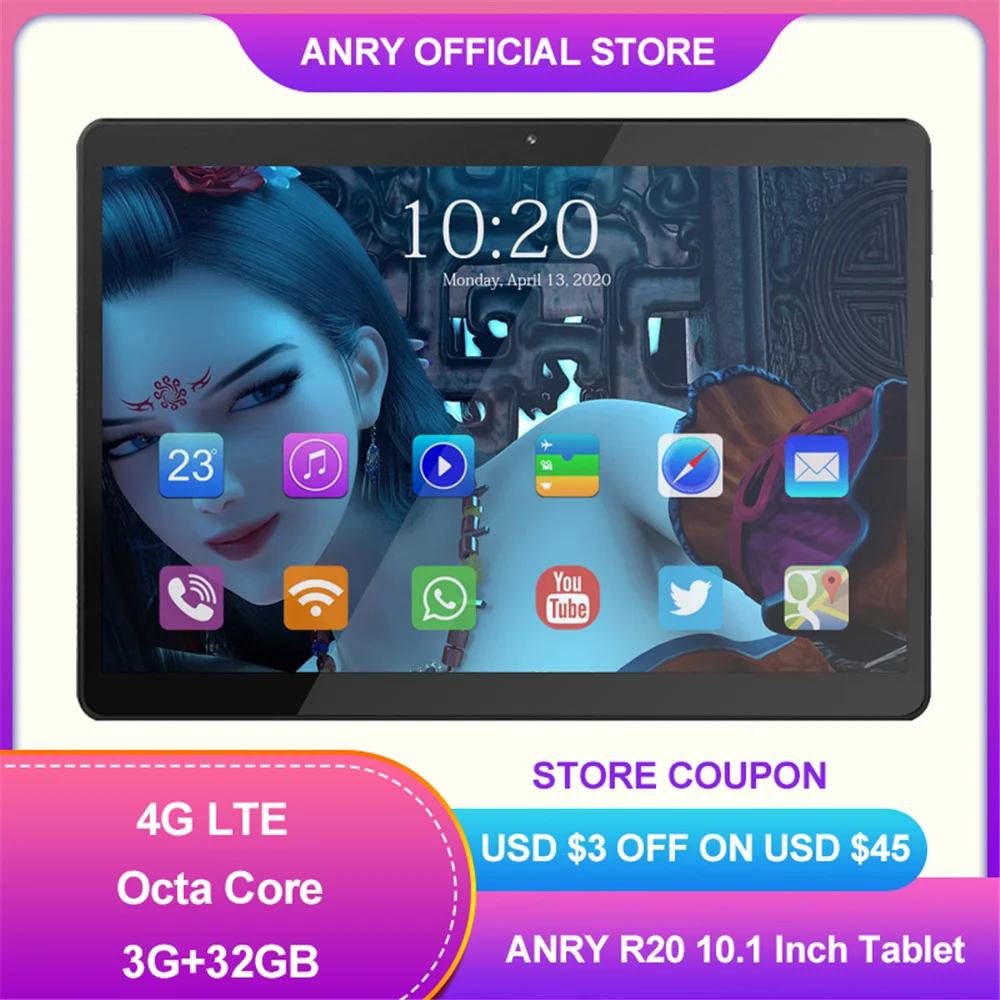 Анри RS20 планшетный ПК 10 1 дюймов Android 8 планшетофон (плафон) IPS Экран Octa Core 2Гб