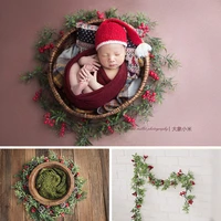 newborn photography props christmas wreath berry pine branches and vines boy girl baby photo accessories background decoration