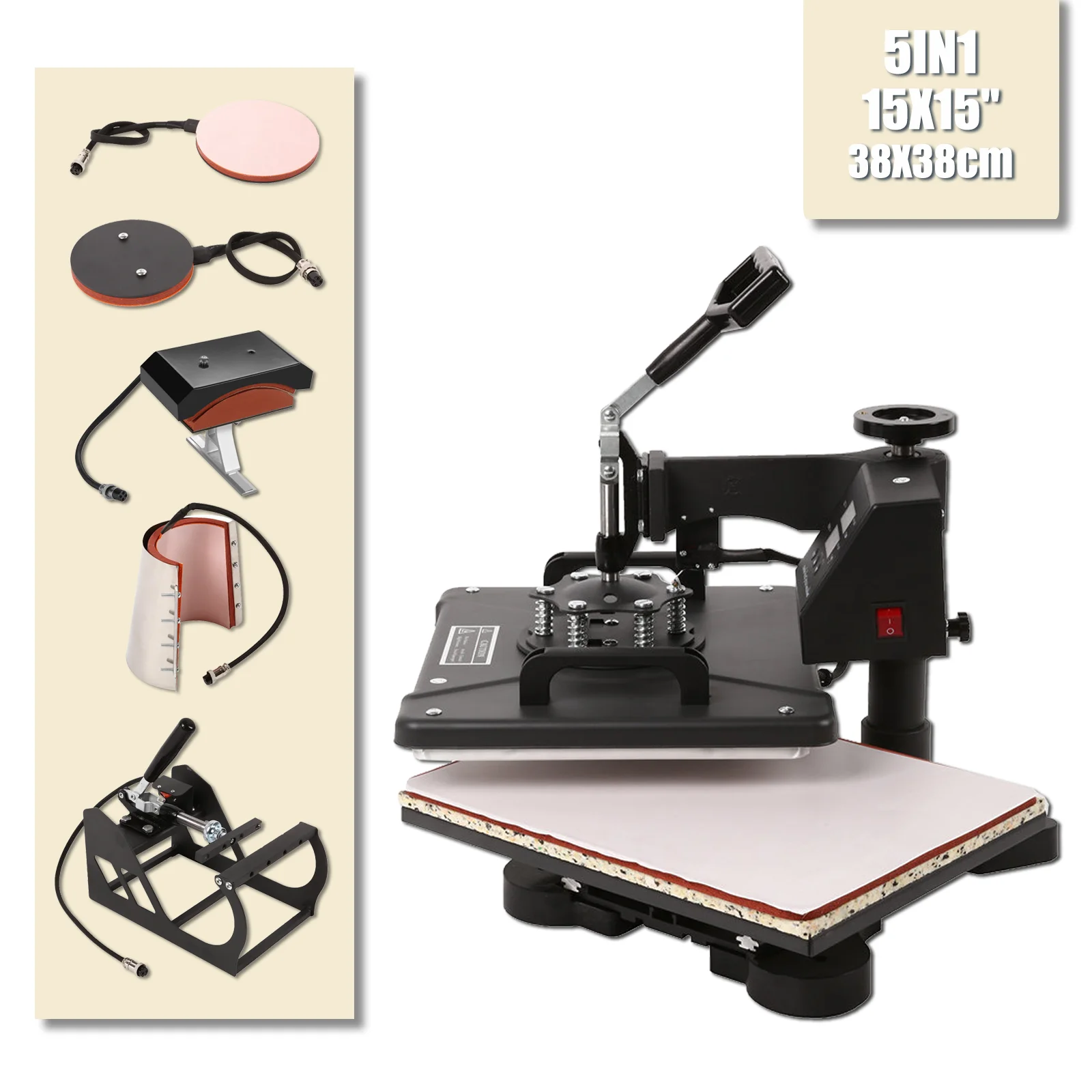 Термопресс 5 в 1 многофункциональный Железный пресс для бейсбольной кепки 38 х38 см