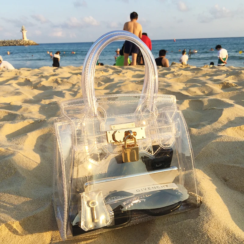 Прозрачный мини пляжный Желейный пакет женская сумка на плечо Изысканная
