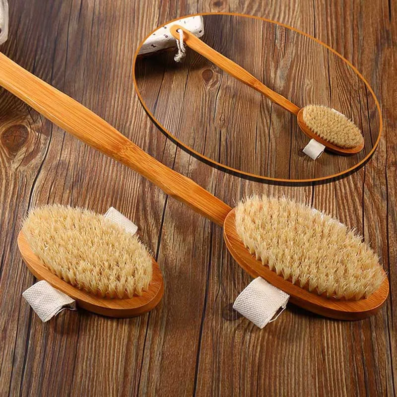 

Long Handle Wooden Bristles Natural Bristle Bath Brush Soft Hair Rub Back Shower Brush Remove The Horny Massage Brush