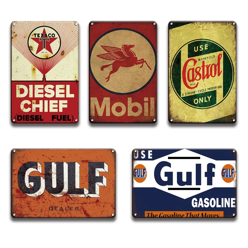 Винтажное масло для мотора залива Texaco Castrol металлическая фотография винтажный STP