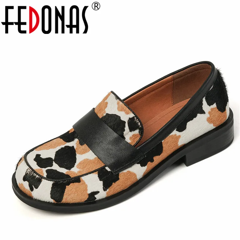 Женские туфли-лодочки FEDONAS повседневные удобные лоферы из натуральной кожи на