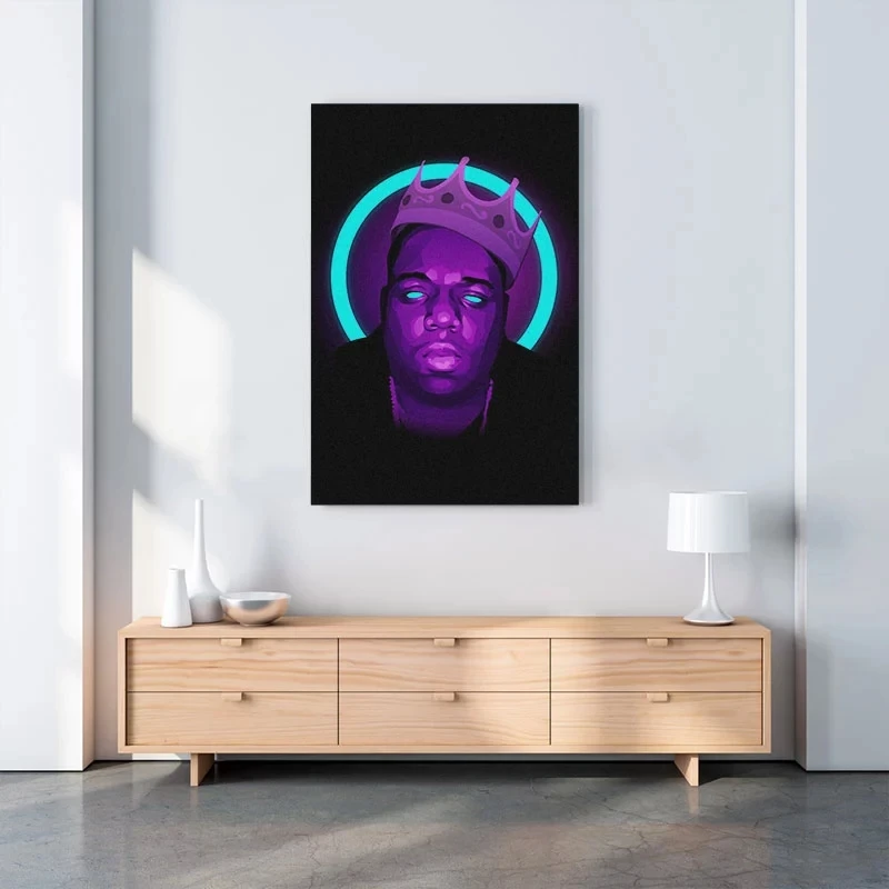 

Prints Posters Home The Notorious BIG Neon Decor Black Man Canvas Painting Wall Artwork Modern Bedroom Cuadros Modular Pictures