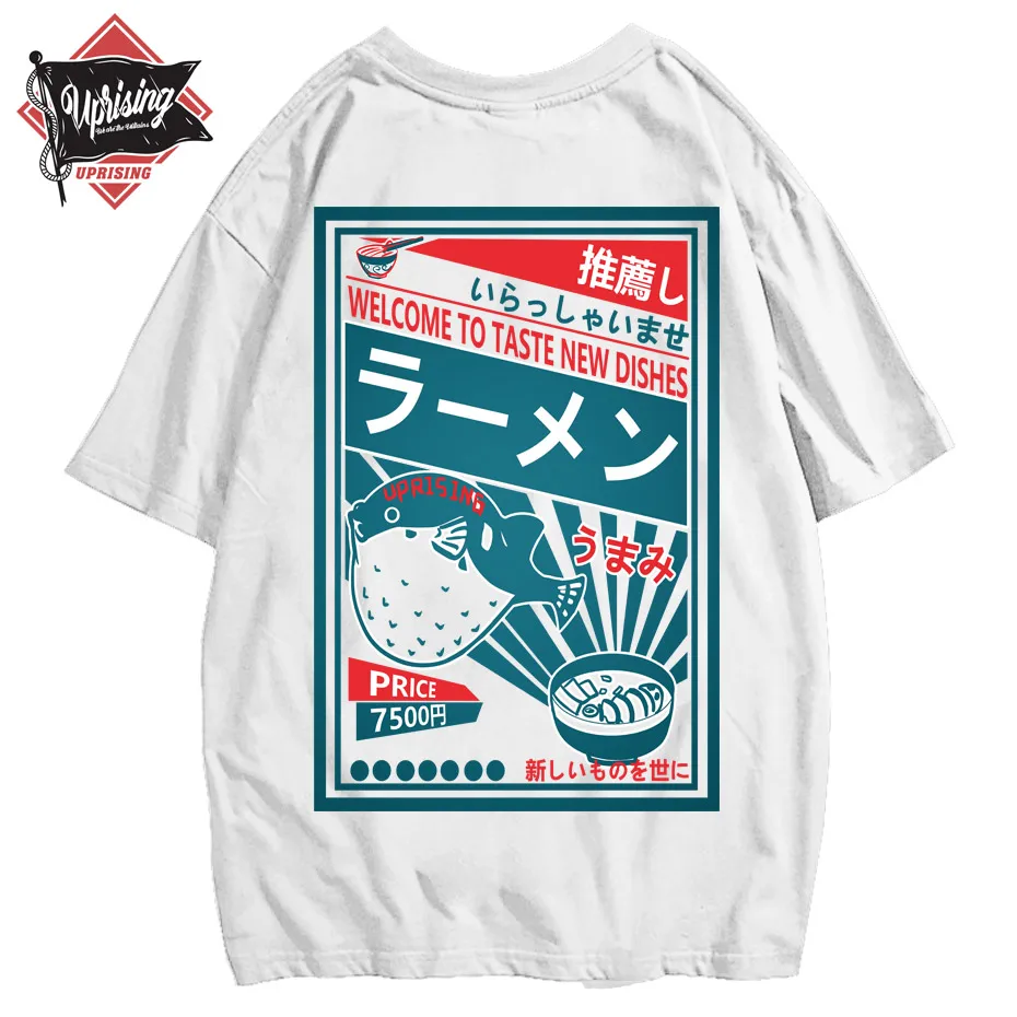 

Japanese Harajuku T-Shirt Men Summer Hip Hop T Shirts Dolphin Noodle Ship Cartoon Streetwear Tshirts Short Sleeve Top Cotton