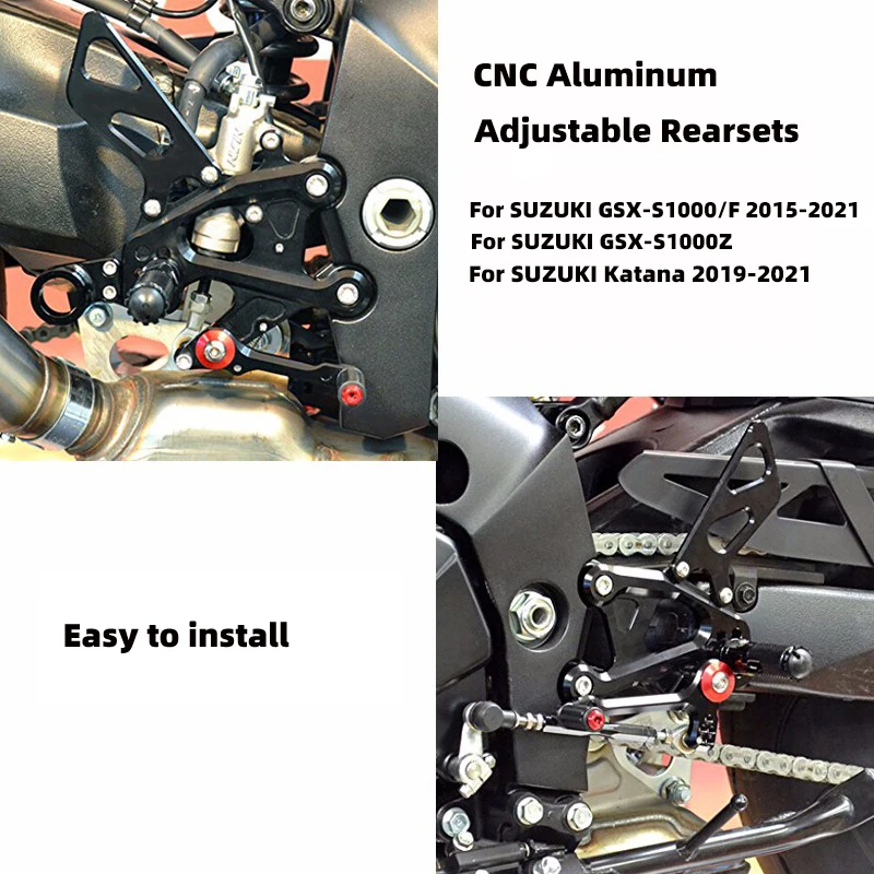 KEMiMOTO 2015 2016 GSX-S1000 F ЧПУ Алюминий подножка регулируется Rearset задний набор для SUZUKI