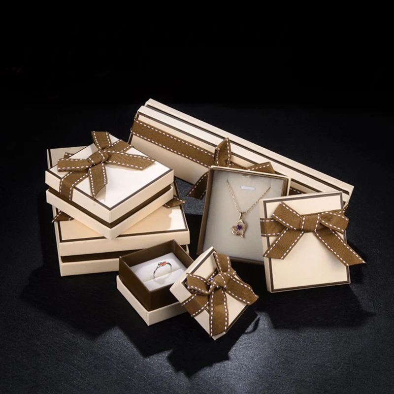 Коробка для бумажных колец цвета хаки с ленточным бантом Королевский синий цвет