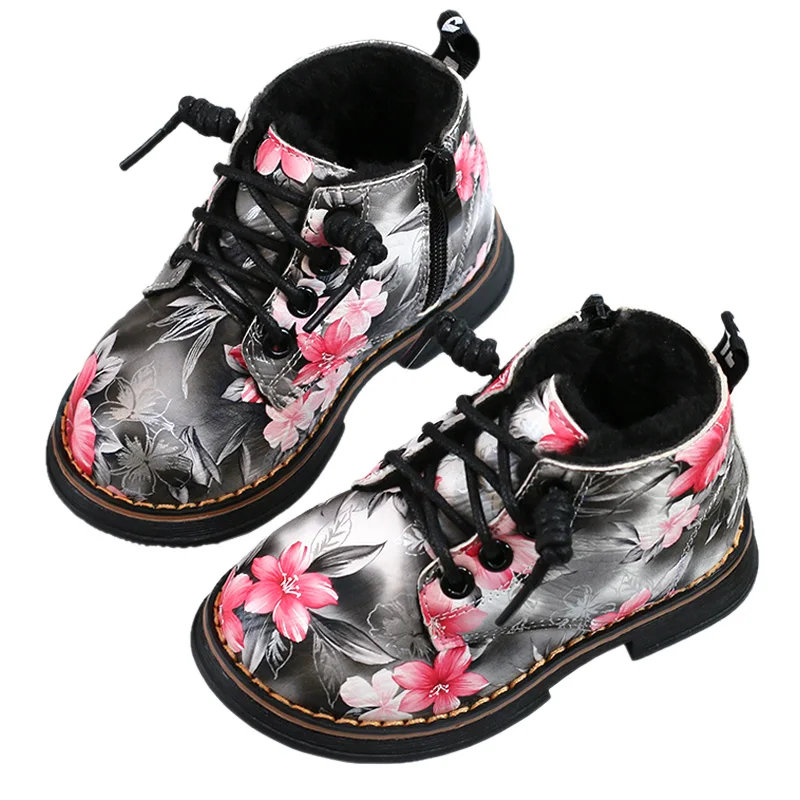 

Floral Print Winter Boots Baby Shoes Girls Princess Boots Cotton Shoes