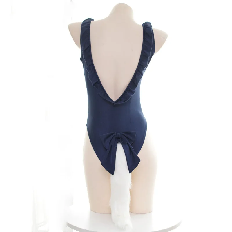 Женский японский школьный купальный костюм с хвостом кошки | Тематическая одежда