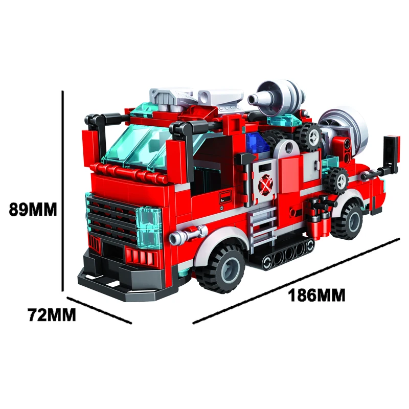 

MOC creator 12 in 1 Tunnel fire truck 336pcs City Fire Fighters Police Car DIY Model Building Blocks Bricks Toys For children